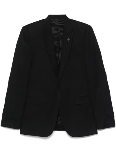 Lardini Brooch-detail Blazer In Black