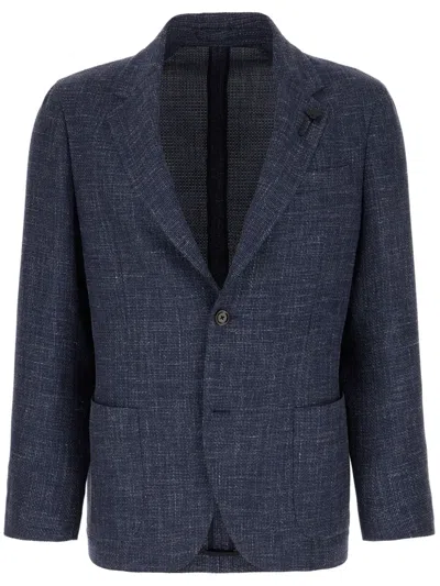 Lardini Brooch-detail Blazer In Blau