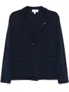 Lardini Tailored Black Knit Jacket With Classic Lapel In Blue