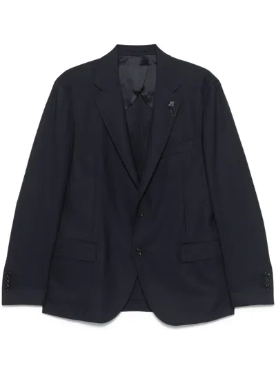 Lardini Brooch-detail Blazer In Blue