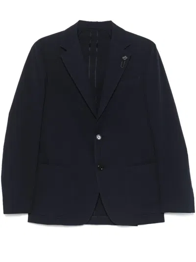 Lardini Brooch-detail Blazer In Blue