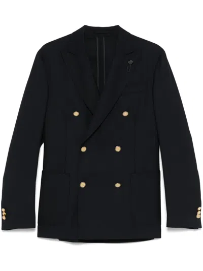 Lardini Brooch-detail Blazer In Blue