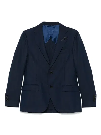 Lardini Brooch-detail Blazer In Blue