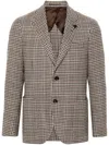 Lardini Brooch-detail Blazer In Brown