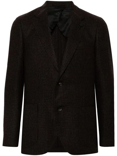 Lardini Brooch-detail Blazer In Brown