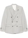 Lardini Double-breasted Jacket In Grey Wool And Silk In Grey