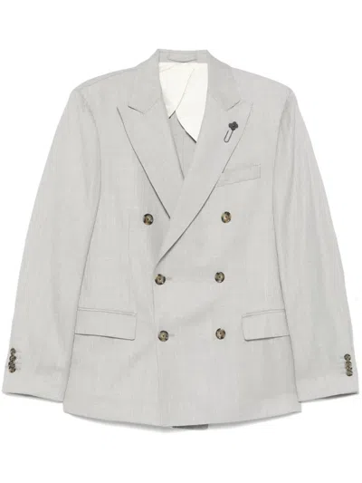LARDINI BROOCH-DETAIL BLAZER