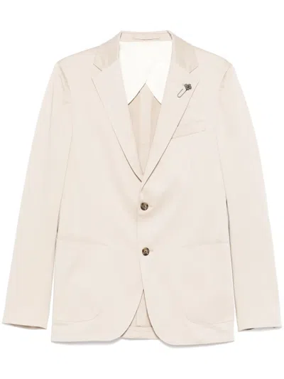 Lardini Brooch-detail Blazer In Neutrals