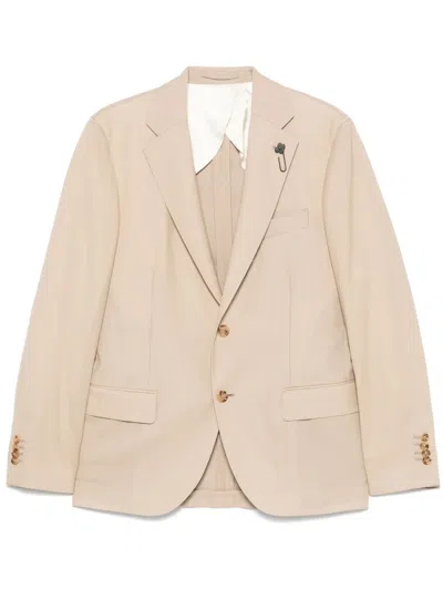 Lardini Brooch-detail Blazer In Neutrals