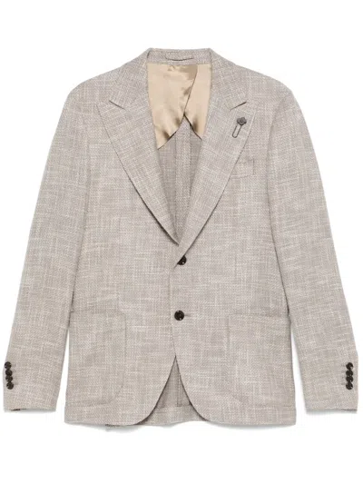 Lardini Brooch-detail Blazer In Neutrals