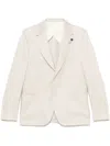 Lardini Brooch-detail Blazer In Neutrals