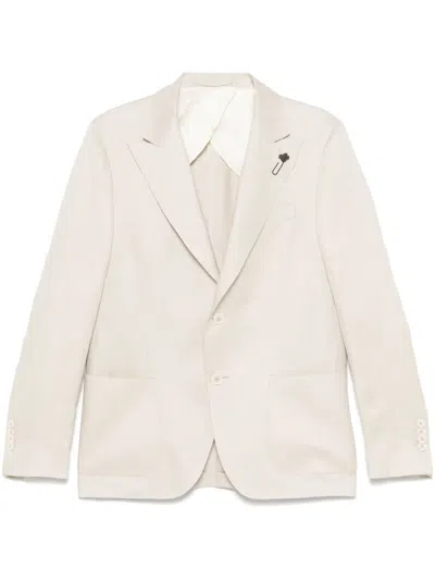 Lardini Brooch-detail Blazer In Neutrals