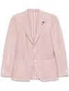 Lardini Refined Linen Jacket With Front Button Fastening In Pink