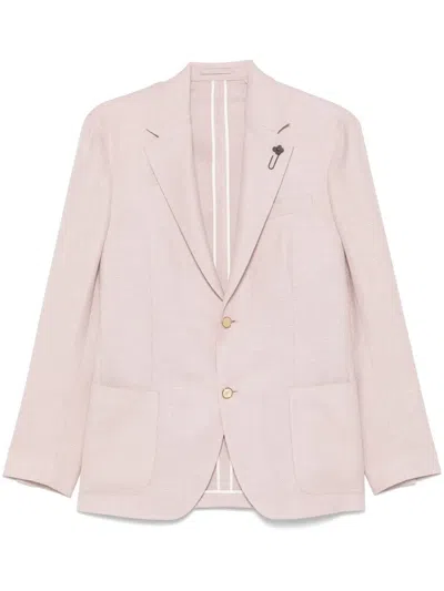 Lardini Brooch-detail Blazer In Pink