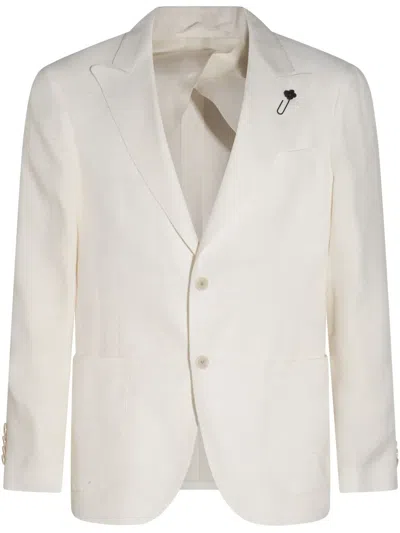 LARDINI BROOCH-DETAIL BLAZER