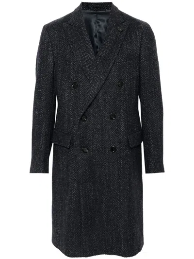 Lardini Brooch-detail Coat In Blue