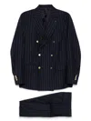 Lardini Brooch-detail Double Breasted Suit In Blue