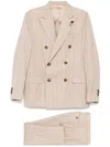 Lardini Striped Double Breasted Suit In Neutrals