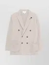 Lardini Double-breasted Linen Jacket With Brooch Detail And English Vents In Neutral