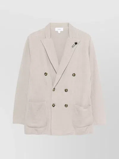 LARDINI BROOCH DETAIL LINEN JACKET