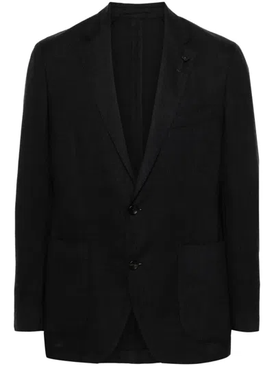 Lardini Brooch-detail Single-breasted Blazer In Blau