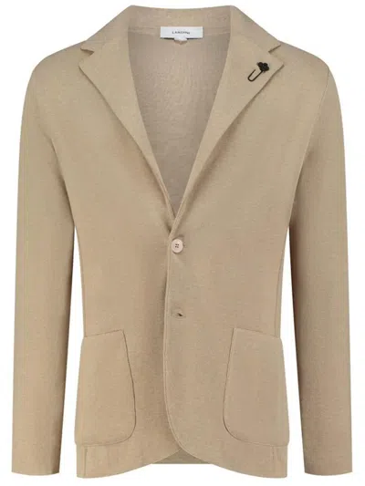 Lardini Brooch-detail Single-breasted Blazer In Neutrals