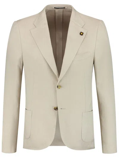 Lardini Brooch-detail Single-breasted Blazer In Neutrals