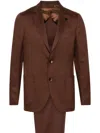 Lardini Brooch-detail Single-breasted Suit In Brown