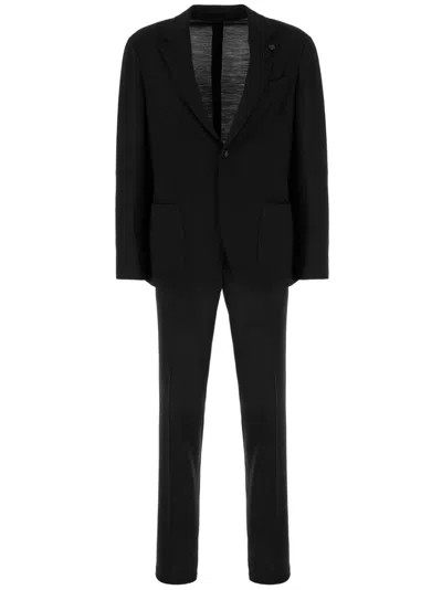 Lardini Brooch-detail Suit In Black