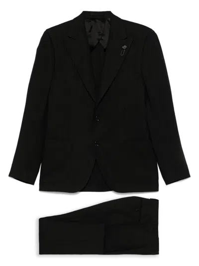 Lardini Brooch-detail Suit In Black