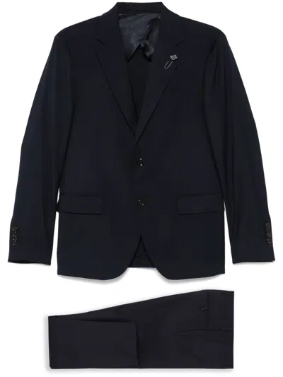 Lardini Brooch-detail Suit In Blue