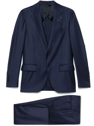 Lardini Brooch-detail Suit In Blue
