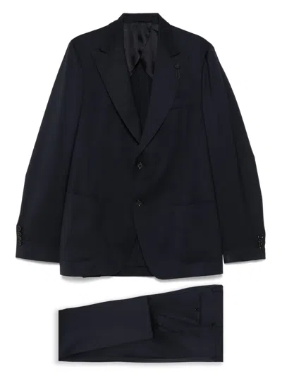 Lardini Brooch-detail Suit In Blue