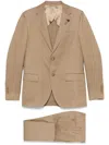 Lardini Brooch-detail Suit In Brown