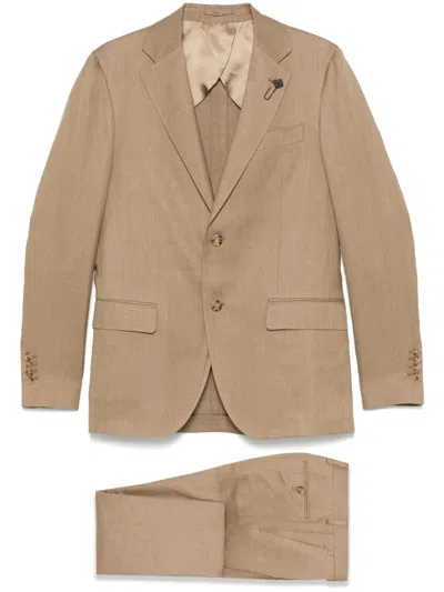 Lardini Brooch-detail Suit In Neutrals