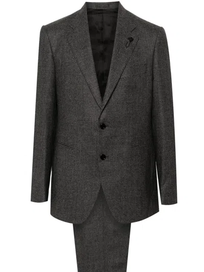 Lardini Brooch-detail Suit In Grey