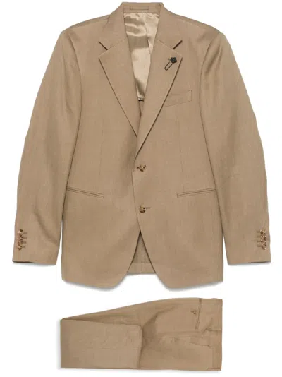 LARDINI BROOCH-DETAIL SUIT