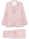 Lardini Refined Linen Jacket With Front Button Fastening In Pink