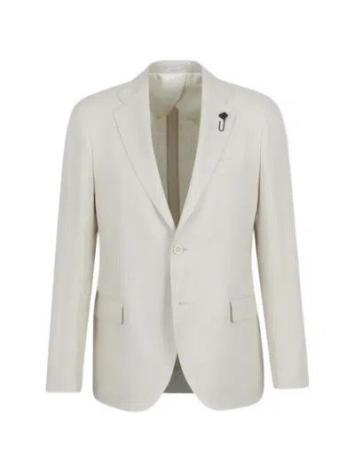 Lardini Brooch Single-breasted Suit In Neutral