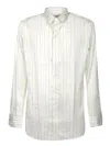 Lardini Vertical Striped Silk And Cotton Shirt In White