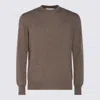 Lardini Long Sleeve Crewneck Sweater With Ribbed Cuffs And Hem In Brown