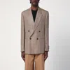 Lardini Brown Double-breasted Jacket In Prince Of Wales Pattern In Brown