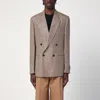 Lardini Brown Double-breasted Jacket In Prince Of Wales Pattern In Neutral
