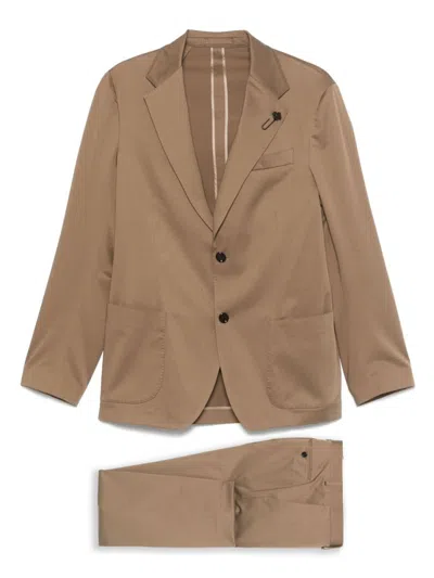 Lardini Brown Tailored Suit With Classic Blazer And Straight-leg Trousers
