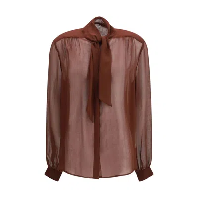 Lardini Creponne Blouse In Brown
