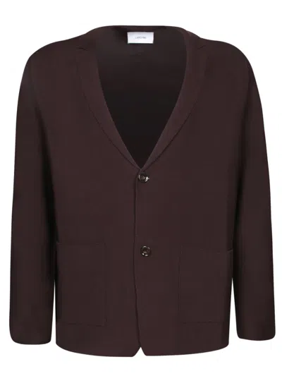 LARDINI BROWN WOOL SILK CARDIGAN