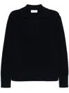 Lardini Button-closure Black Cotton Sweater With Ribbed Texture In Black