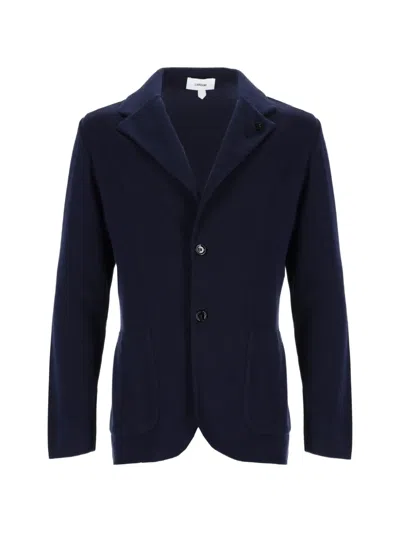 Lardini Knitted Jacket Single Breasted Notch Lapel In Blue