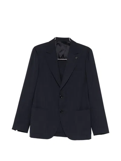 Lardini Button Pin Virgin-wool Jacket In Blue
