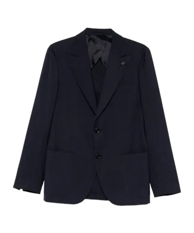 Lardini Button Pin Virgin-wool Jacket In Blue